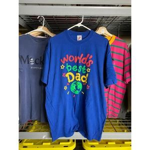 XL Worlds Best Dad Blue USA MADE VTG 90s Shirt